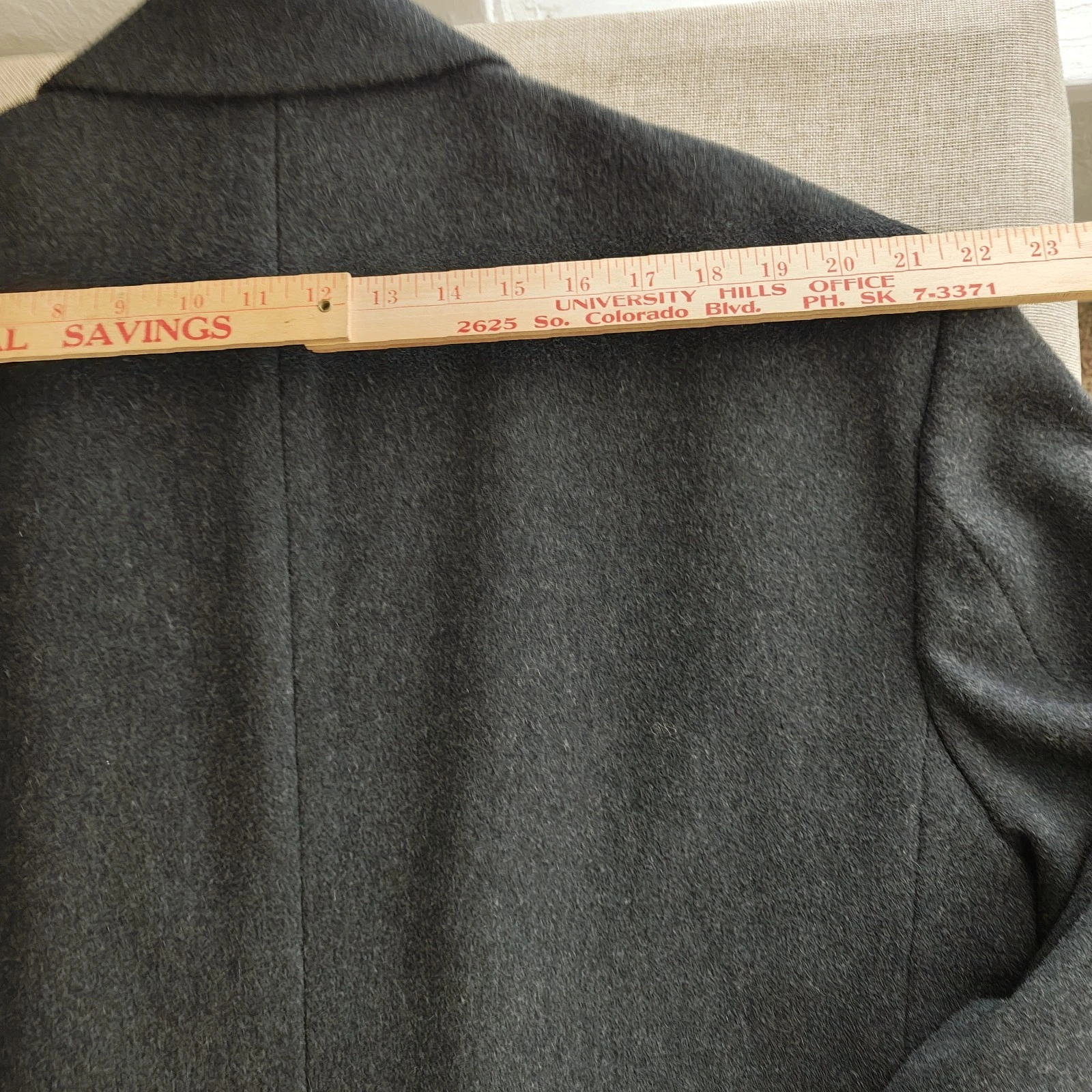 Vintage 90s Stafford Mens 100% Wool Overcoat Size 50L Charcoal Single-Breasted image 12