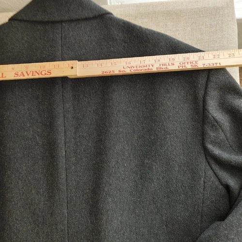 Vintage 90s Stafford Mens 100% Wool Overcoat Size 50L Charcoal Single-Breasted image 12