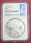2018 SILVER EAGLE NGC MS 70 FIRST DAY OF ISSUE