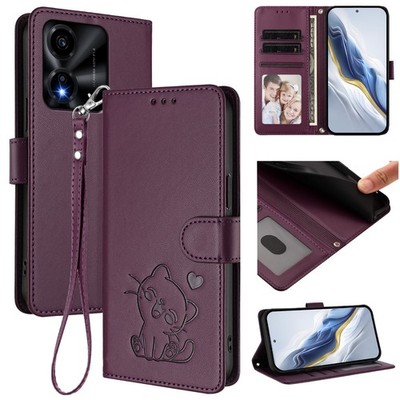 For Infinix Motorola Cat Leather Card Wallet Case Bag Flip Stand Phone Cover Hot