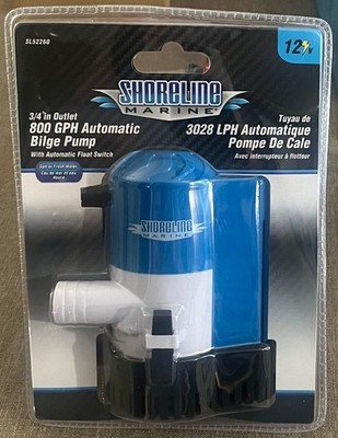Shoreline Marine 800 GPH Automatic Bilge Pump Auto Float Switch 12V  3/4'' Hose
