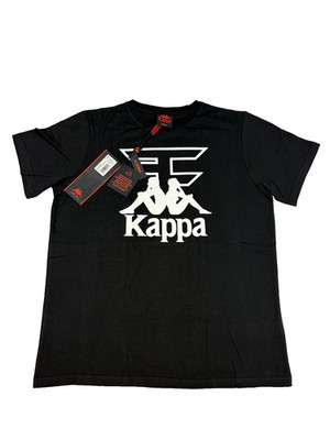 NEW NWT KAPPA UNISEX BLACK T SHIRT SMALL REGULAR FIT AUTHENTIC LOGO STREETWEAR