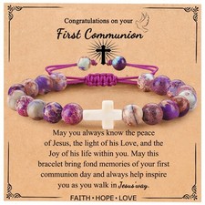 First Communion Gifts Cross Bracelets Christian Faith Religous Inspirational Pra