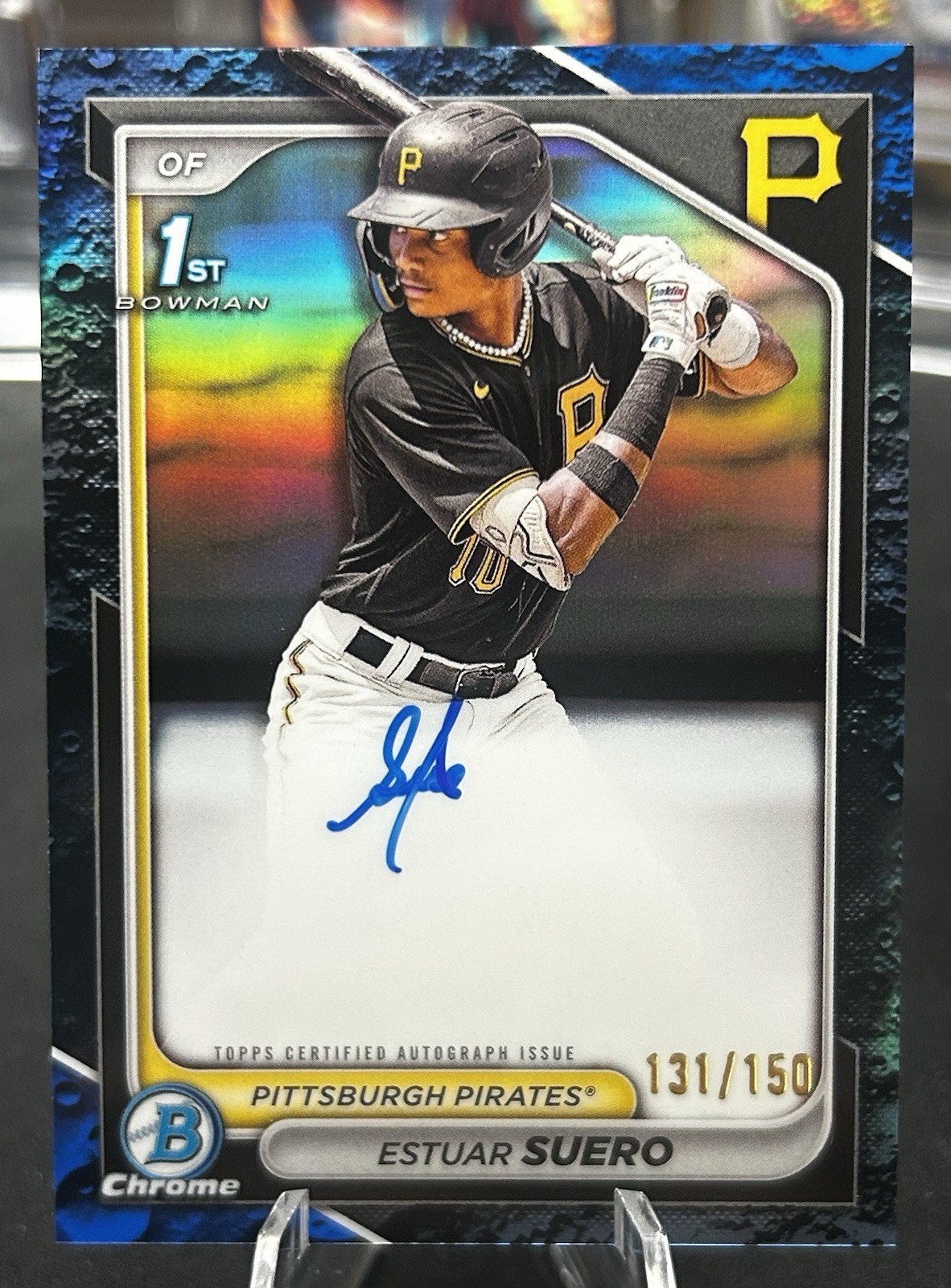 2024 Bowman Chrome Blue Lunar Estuar Suero 1st Auto #d /150 - Pirates