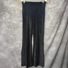 Free People Black Ribbed Velvet Flare Pants Size M Bell Bottom High Rise Pull On