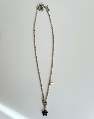 Thomas Sabo Halskette mit schwarzem Blumen-Charm Anhänger, 5 Steine