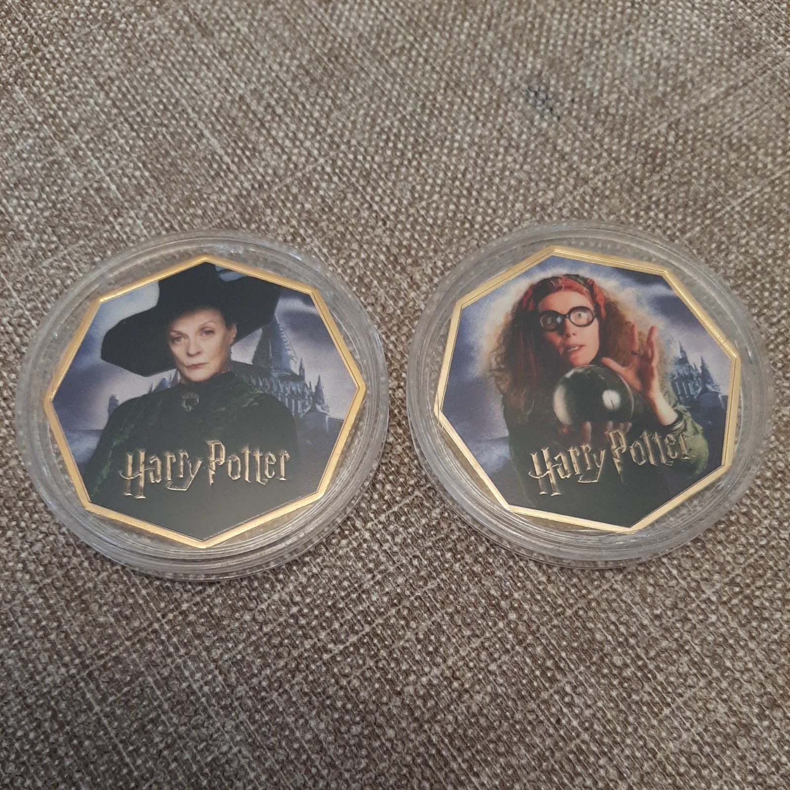 Harry Potter Professor McGonagall & Sybill Trelawney 8 Side Gold Collector Coins