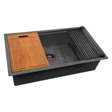 Ruvati 33" Gunmetal Black Workstation Undermount Sink - RVH6533BL