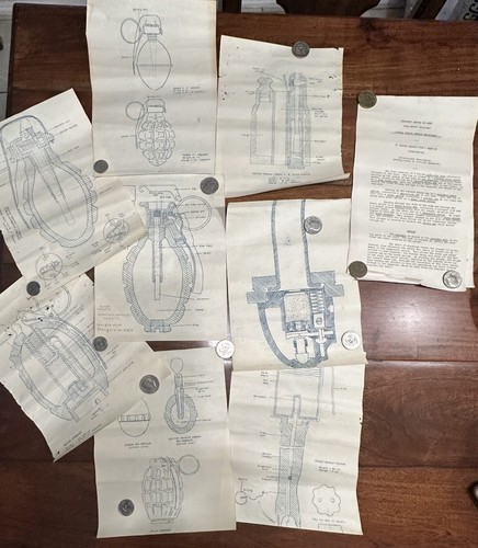 WWI Camp Meade Stokes Trench Mortar Grenade Diagrams Blueprints Ephemera Lot