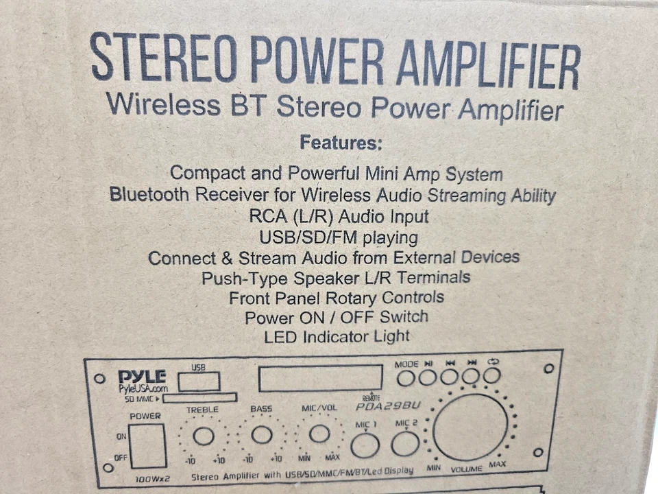 PYLE STEREO POWER AMPLIFIER,BT RECIEVER,WIRELESS  STREAMING ABILITY,PDA 29BU (C3 - Image 2 of 4
