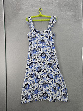 LOFT Outlet Women Dress 12 Blue Floral Fit & Flare Romantic Sleeveless