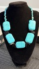 Vintage Sterling Silver Arizona Kingman Turquoise Slab Statement Necklace 100g — photo 4