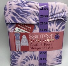 Girls Size XS 5/6 Saint Eve 3-Piece Sleepwear Set Pajamas Hoodie Pink Purple