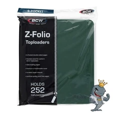 BCW Z-Folio 9 Pocket ZIPPER Toploader Album - Green HOLDS TOPLOADER FREE SHIP