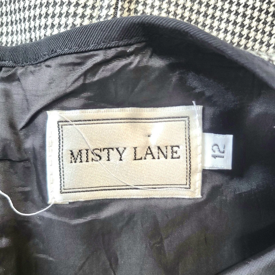 Vestido Vintage Misty Lane Pata de Gallo Negro Cuello Ribete Mujer Talla 12 Carrera Foto 3 de 4