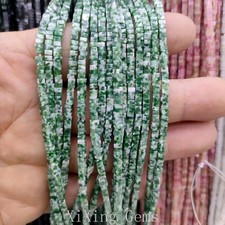 1x2mm Natural Green Spot Jade Flat Square Disc Spacer Beads for Jewelry Making