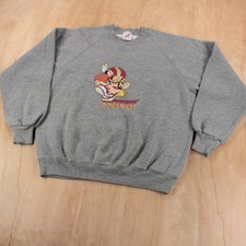 Washington Redskins crochet cross stitch sweatshirt LARGE vtg 80s 90s usa made