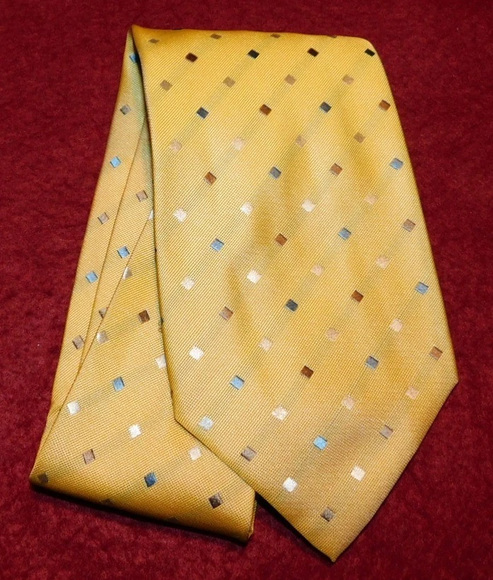 CORBATA CON MOTIVO DE LUNARES AMARILLOS/AZULES/MARRONES HECHA EN ITALIA JAY KOS - CORBATAS DE DISEÑADOR. Foto 2 de 3