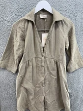 Nomad Beige Button Up Dress Women's Size XXS NWT