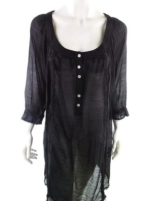 ZIZZI Damen Kleid Gr. M Schwarz Viskose 3/4 Ärmel Knielang U-Ausschnitt
