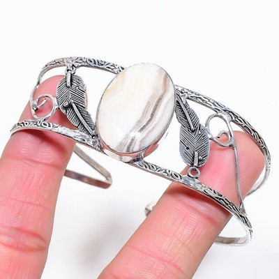 925 Silber Overlay Laguna Spitze Achat verstellbar Armband Schmuck Free Size