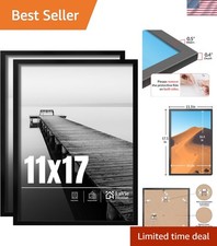 Sturdy 11x17 Black Photo Frame Set - Protective Plexiglass for Lasting Memories