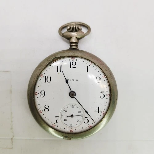 Antique Elgin Pocket Watch Grade 317 18s 15j Model 5 Silverode Case Open face