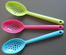 Sieb Löffel 3er Set Schöpflöffel Olivenlöffel Schaumlöffel Sieblöffel Kelle bunt