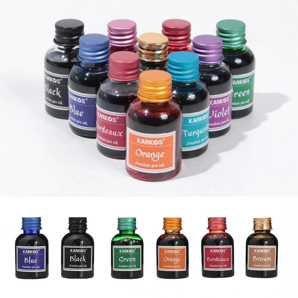 Tinte Füllertinte Schreibtinte für Füllhalter 30ml Tinte im Glas 10 Farben Blau - Bild 3 von 4