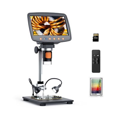 7'' Digital Microscope 1500X, HDMI LCD Microscope 8.5   Longer Stand