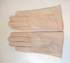 Antique Kid leather ladies gloves soft beige like new size 7.5 Western Germany