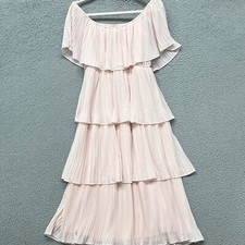 Lulus Dress Womens S Pink Gala Ready Off The Shoulder Layered Midi Girly Whimsy