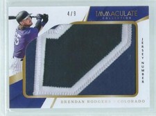 BRENDAN RODGERS 2018 IMMACULATE 3 COLOR JERSEY NUMBER PATCH PROSPECT #D 4/9