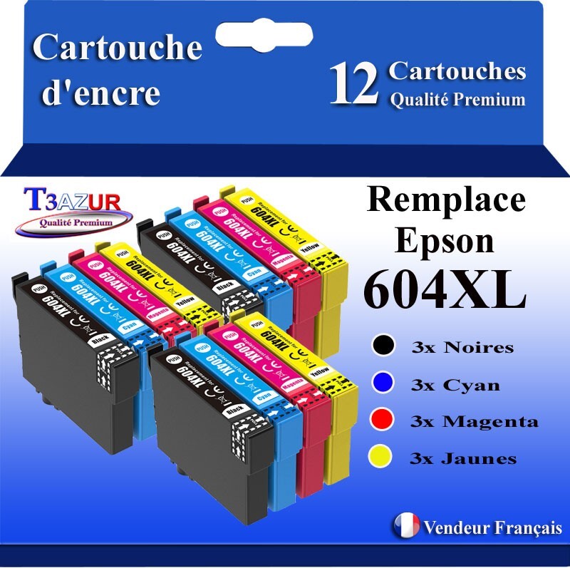 12 Cartouches d'encre 604XL compatibles Epson Expression Home série Ananas