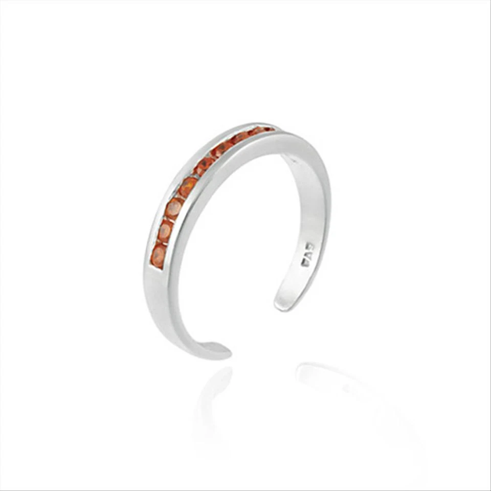 Sterlingsilber Zehenring Mit Kanal Set Orange Cz - Bild 2 von 3