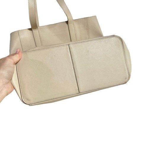 Cole Haan Grand.ØS North/South Cream Leather Tote Bag - Picture 4 of 9