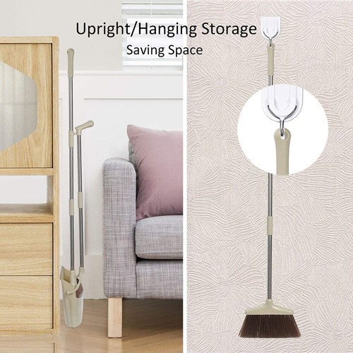 Stand Up Dustpan&Broom Set 50” Long Handle Broom w/ Dust Pan for Indoor Sweeping - Picture 9 of 10