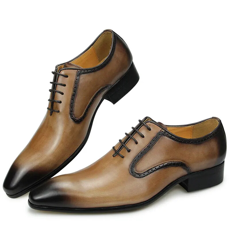 SAOLA Scarpe Oxford da uomo di lusso classiche stringate a punta scarpe formali business in pelle