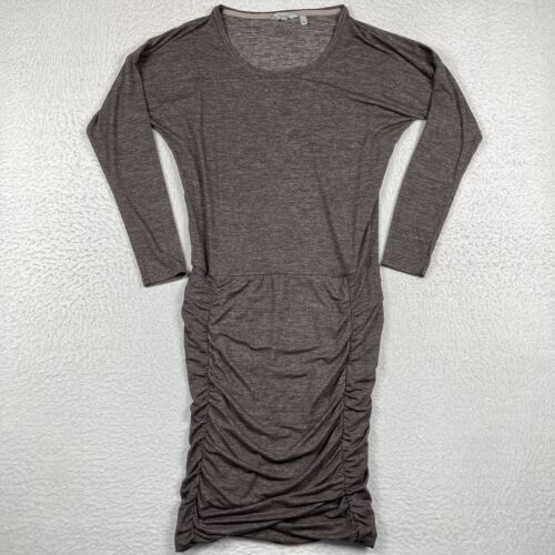 Athleta Dress Womens Medium Tall Brown Heather Tulip Ruched Casual Work Travel