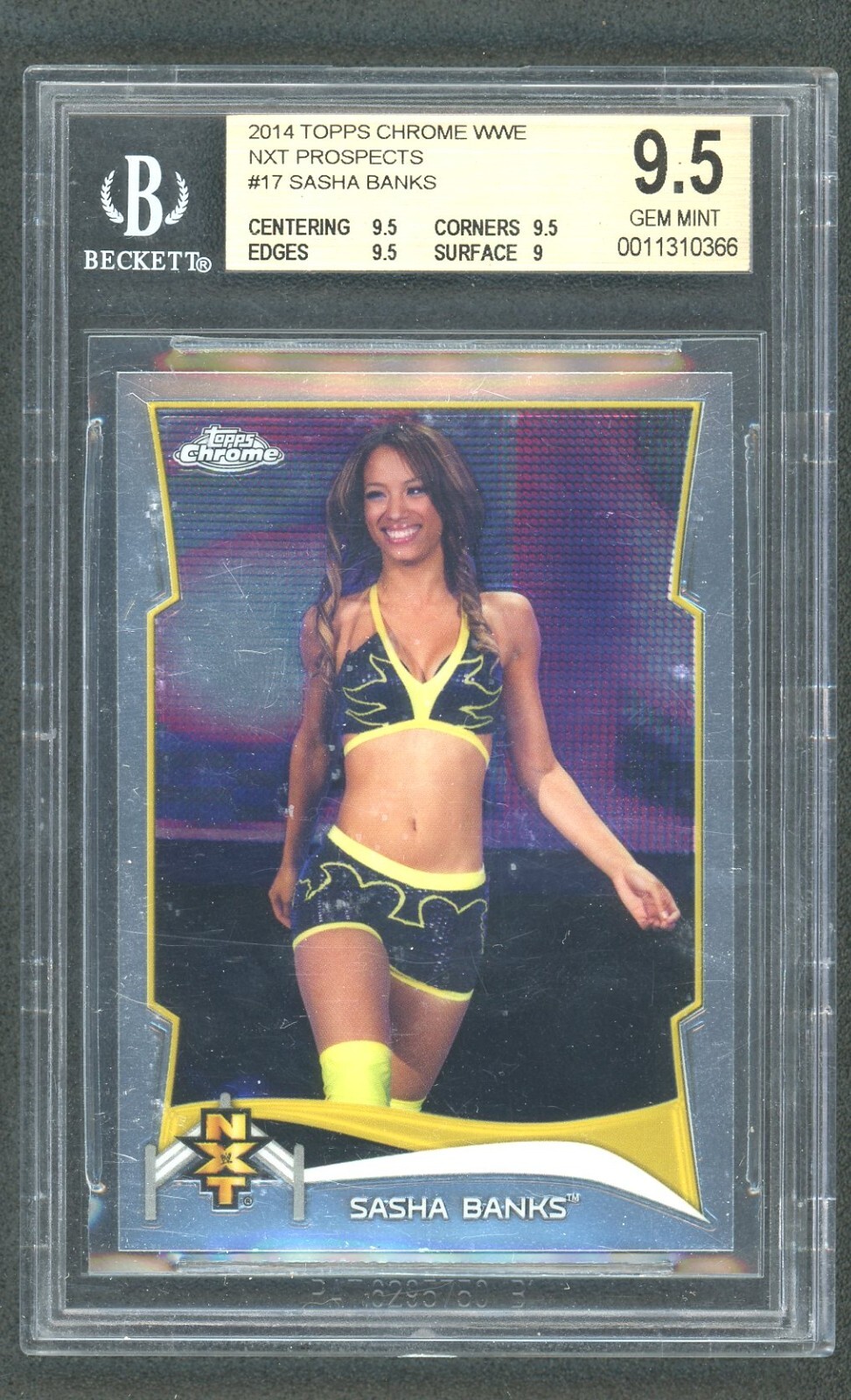 Sasha Banks ROOKIE 2014 Topps Chrome WWE NXT BGS 9.5 GEM MINT #17 Only 6 Higher!