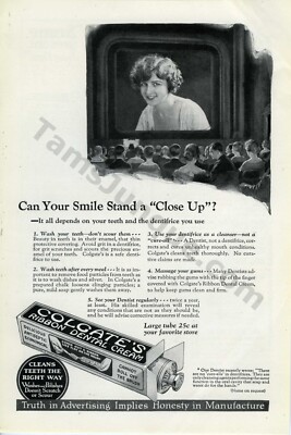 1923 Colgate Toothpaste Dental Ribbon Teeth PRINT AD Over 100 years old (3435)