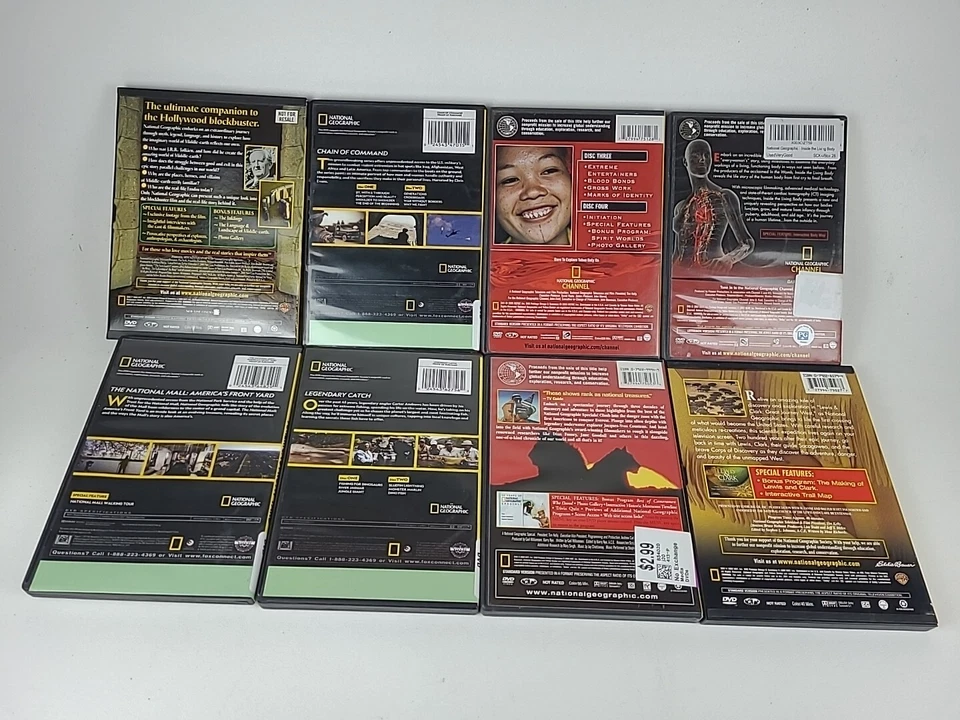 Lot of 8 National Geographic DVDs Nat Geo Taboo Lord Rings Lewis Clark *AS IS* Foto 2 de 4