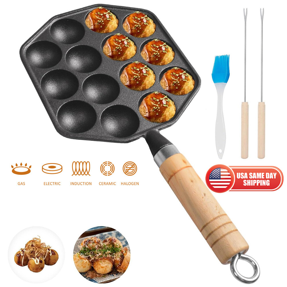 Japanese Takoyaki Ball Non-Stick Pan Cast Iron Octopus Maker
