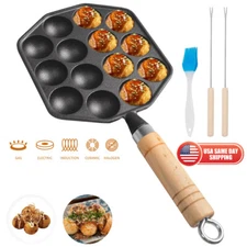 Japanese Takoyaki Ball Non-Stick Pan Cast Iron Octopus Maker Skillet Griddle