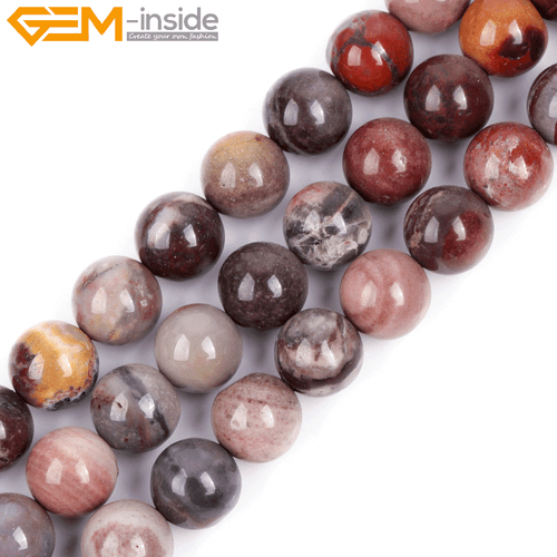 Round Natural Dark Red Fancy Fantasy Jasper Beads for Jewelry Making Strand 15" - Picture 5 of 25