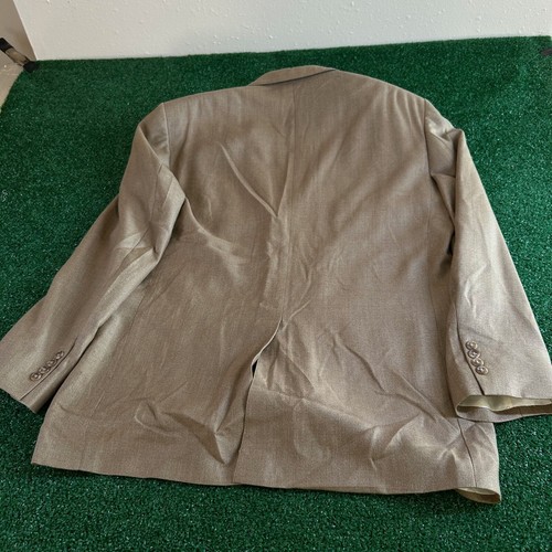 Geoffrey Beene Blazer Sport Coat Two Button Tan Business Suit Wool Silk Mens 46L - Picture 3 of 11