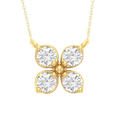 Collar Colgante Flor Moissanita Real Redondo 0.13ct Mujer Chapado en Oro 14k - Imagen 7 de 16