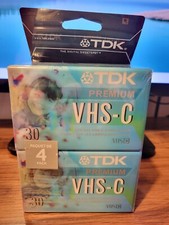 TDK Premium VHS-C30 High Grade TC-30HG Camcorder Cassette Tape 4 PACK, NEW