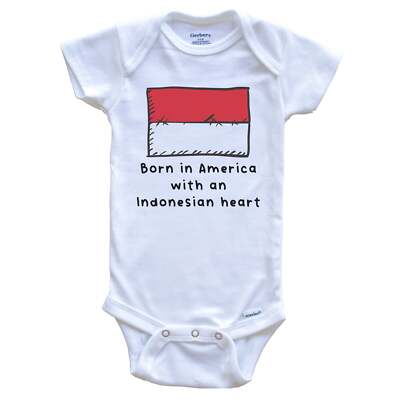 Born In America With An Indonesian Heart Cute Indonesia Flag Baby Bodysuit
