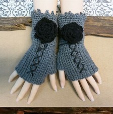 Corset Fingerless Gloves, Wool Wrist Warmers